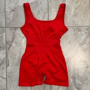 Vibrant Red Womens Workout Romper